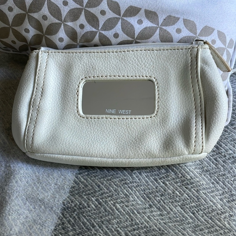 Nine West Mini Wallet/Coin/Accessories Bag with Mirror| White